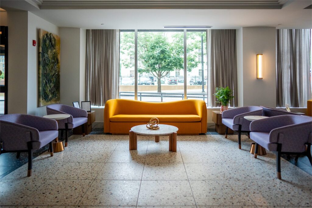 Lobby interior at The Aiden hotel