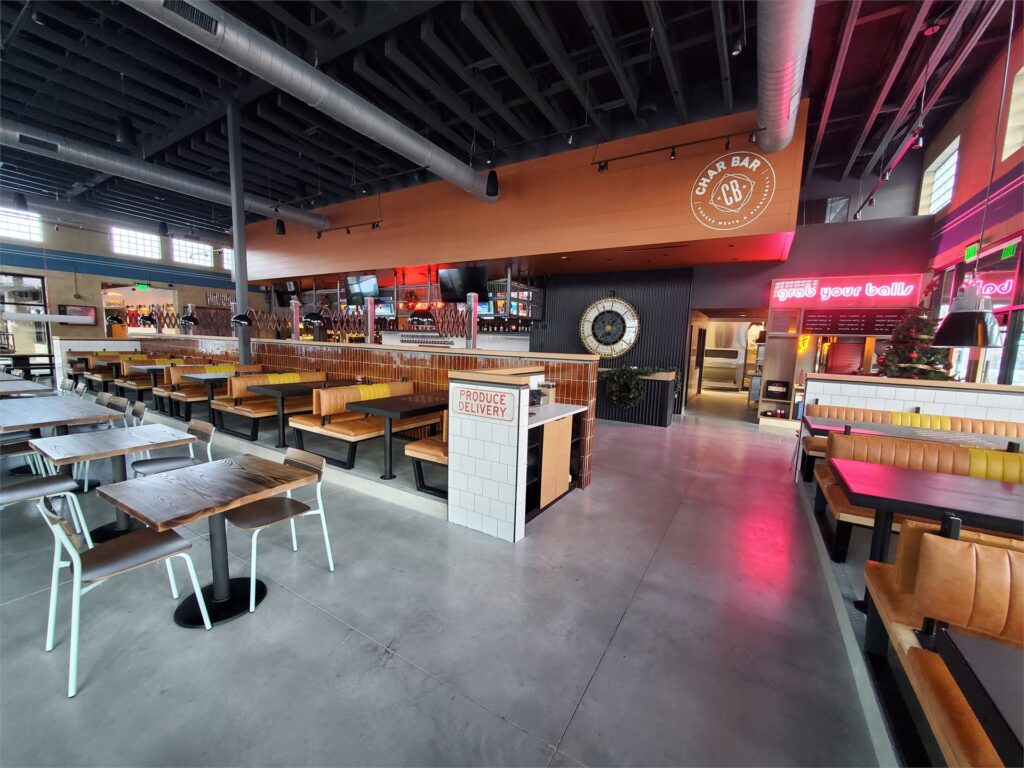 Char Bar Parkville dining room and bar with booth seating