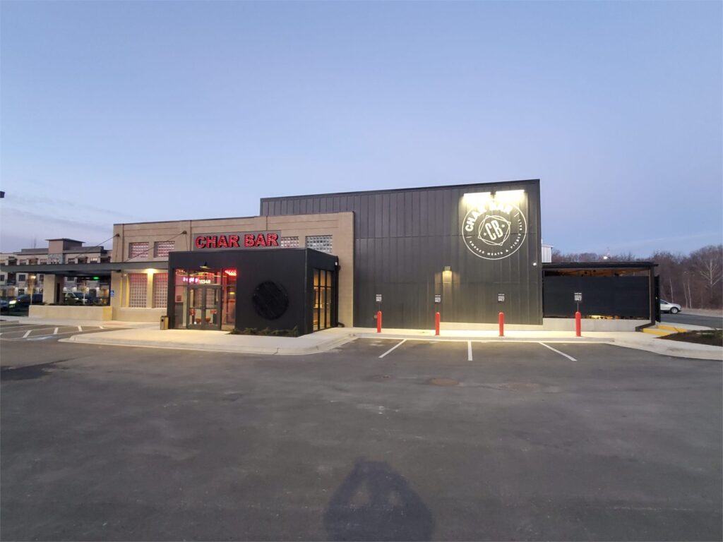 Front entrance and exterior of Char Bar Parkville